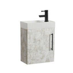 Homestylestore 400mm Grey Wall Hung Bathroom Vanity Unit And Black T Bar Handle - thumbnail 1