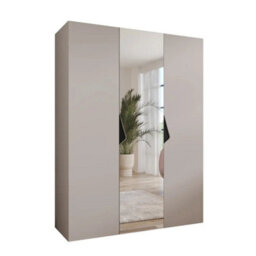 Arte Sandi Ii Hinged Door Wardrobe 150Cm - Cashmere Mirrored Wardrobe With Triple Doors, Rails, And Shelves - thumbnail 2