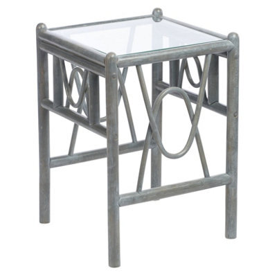 Desser Bali Grey Lamp Table With Glass Top - Natural Rattan - image 1