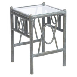 Desser Bali Grey Lamp Table With Glass Top - Natural Rattan
