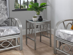Desser Bali Grey Lamp Table With Glass Top - Natural Rattan - thumbnail 2
