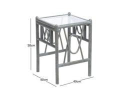 Desser Bali Grey Lamp Table With Glass Top - Natural Rattan - thumbnail 5