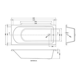 Royal Bathrooms Breeze 1800 X 800mm Acrylic Single Ended Round Edged White Straight Bath With Square Chrome Wall Profile Screen - thumbnail 7