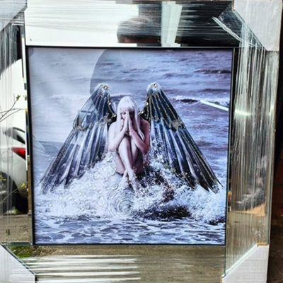Biznest Modern Liquid Glitter Wall Art With Mirrored Edges Extra Large Size 55X55Cm (Biz1034)