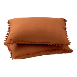 Living And Home Pom Pom Tassels Easy Care King Size Bedding Solid Duvet Cover With 2 Pillowcase Set Orange - thumbnail 8
