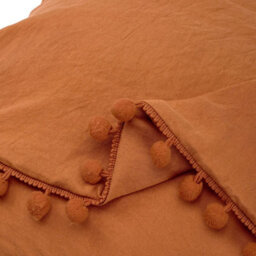 Living And Home Pom Pom Tassels Easy Care King Size Bedding Solid Duvet Cover With 2 Pillowcase Set Orange - thumbnail 6