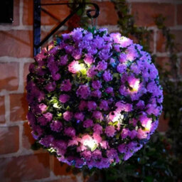 Purple Uv Stable Artificial Rose Flower Balls Hanging Topiary Garden Basket Plant - thumbnail 4
