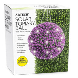 Purple Uv Stable Artificial Rose Flower Balls Hanging Topiary Garden Basket Plant - thumbnail 2