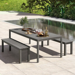 Gainoom 140Cm Grey Outdoor Bench 2-3 People Patio Garden Bench Fade Resistant Seating Furniture - thumbnail 3