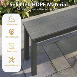 Gainoom 140Cm Grey Outdoor Bench 2-3 People Patio Garden Bench Fade Resistant Seating Furniture - thumbnail 8