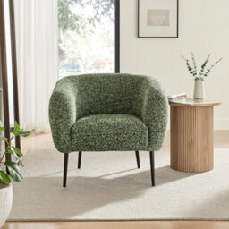 Furniturebox Veda Green Fabric Accent Tub Chair - Bedroom Chair, Vanity Chair, Green Chair, Reading Chair - thumbnail 2