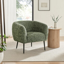 Furniturebox Veda Green Fabric Accent Tub Chair - Bedroom Chair, Vanity Chair, Green Chair, Reading Chair - thumbnail 1