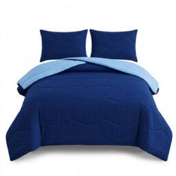Reversible Coverless 10.5 Tog Duvet Set Soft Microfibre Quilt With Quilted Pillowcase Covers (Navy) - thumbnail 1