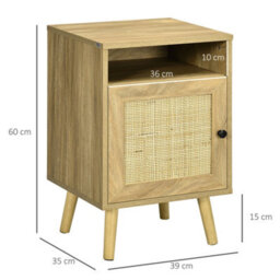Wyld Haus Nepale Natural Rattan Bedside Table With Drawer And Shelf, 39W X 35D X 60H Cm - thumbnail 3