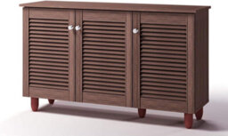 Timber Art Design Modern Shoe Storage Cabinet 3 Doors Footwear Stand Rack Unit Cupboard Dark Wenge - thumbnail 4