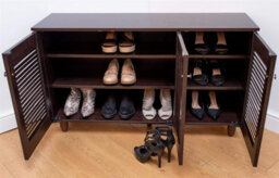 Timber Art Design Modern Shoe Storage Cabinet 3 Doors Footwear Stand Rack Unit Cupboard Dark Wenge - thumbnail 6