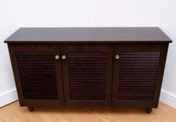 Timber Art Design Modern Shoe Storage Cabinet 3 Doors Footwear Stand Rack Unit Cupboard Dark Wenge - thumbnail 3
