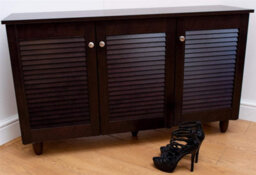 Timber Art Design Modern Shoe Storage Cabinet 3 Doors Footwear Stand Rack Unit Cupboard Dark Wenge - thumbnail 2