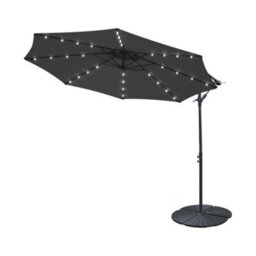 Sundaze 3M Black Hanging Banana Cantilever Parasol Umbrella With Led Lights, Base Weights - thumbnail 2