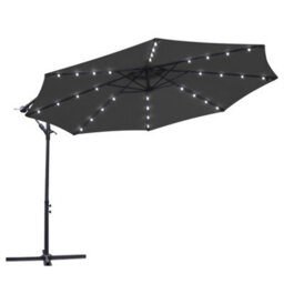 Sundaze 3M Black Hanging Banana Cantilever Parasol Umbrella With Led Lights, Base Weights - thumbnail 3