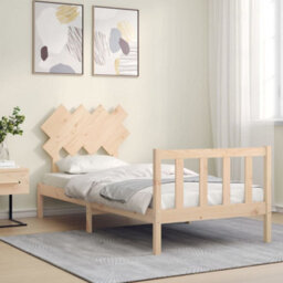 Berkfield Bed Frame With Headboard Single Solid Wood - thumbnail 3