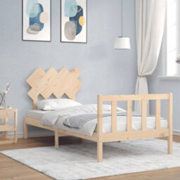 Berkfield Bed Frame With Headboard Single Solid Wood - thumbnail 1