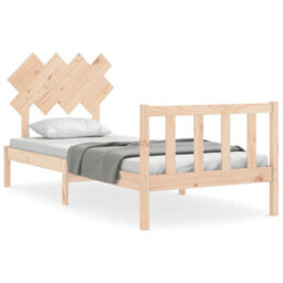 Berkfield Bed Frame With Headboard Single Solid Wood - thumbnail 2