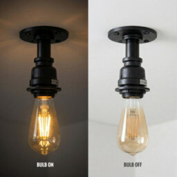 " Industrial Retro Pipe Style Ceiling Light Black Vintage Metal Flush Mount With E27 Fitting For Kitchen Bar Cafe Hallway" - thumbnail 9