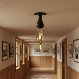 " Industrial Retro Pipe Style Ceiling Light Black Vintage Metal Flush Mount With E27 Fitting For Kitchen Bar Cafe Hallway" - thumbnail 6