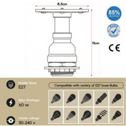 " Industrial Retro Pipe Style Ceiling Light Black Vintage Metal Flush Mount With E27 Fitting For Kitchen Bar Cafe Hallway" - thumbnail 2