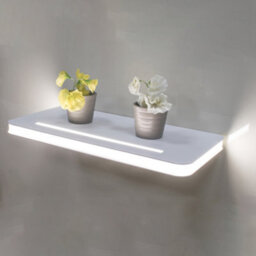 FNX Bathrooms Vega 400mm Led Illuminated Bathroom Shelf - Modern Wall-Mounted White Aluminium With Ip44 Rating