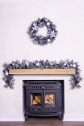 Christmas Tree World 180Cm Decorated Silver Mixed Pine Garland With White Poinsettia - thumbnail 3