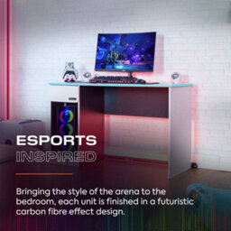 X Rocker Carbon-Tek 120Cm Led Gaming Desk With Wireless Charging - White Rgb - thumbnail 5