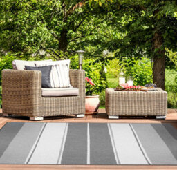 The Rugs Duo Weave Collection Outdoor Rugs In Tonal Stripes Design - thumbnail 5