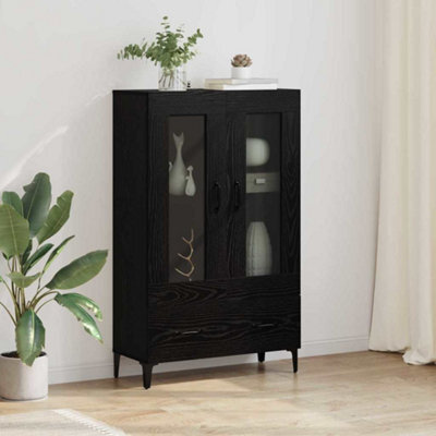 Walplus Highboard Black Oak 70 X 31 X 115 Cm Engineered Wood And Iron - image 1