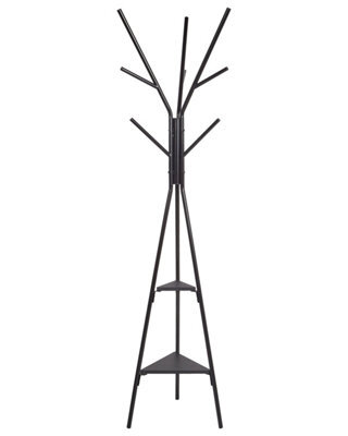 Wyld And Coco Aurora Home Coat Stand Black Metal 181Cm 9 Hooks 2 Shelves - image 1