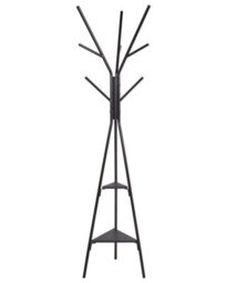 Wyld And Coco Aurora Home Coat Stand Black Metal 181Cm 9 Hooks 2 Shelves - thumbnail 1