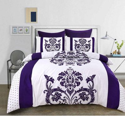 Homespace Direct Ltd Darcy Plum Damask Duvet Cover Set Modern Bedding