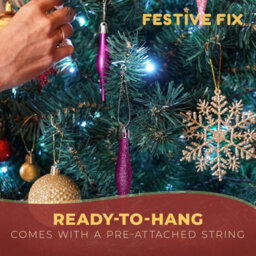 Festive Fix 15 Pack 8.5Cm Matte Glitter Droplet Baubles In Baby Pink Durable Shatterproof Christmas Tree Ornaments With Strings - thumbnail 4
