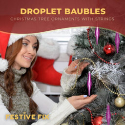 Festive Fix 15 Pack 8.5Cm Matte Glitter Droplet Baubles In Baby Pink Durable Shatterproof Christmas Tree Ornaments With Strings - thumbnail 3