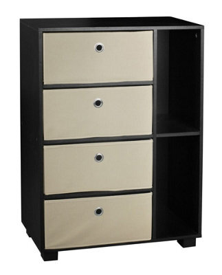 Urbn-Living Urbnliving Height 84Cm Wooden 6 Section Black Bookcase And Beige Drawer - image 1