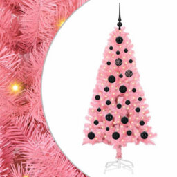 Vidaxl Christmas Tree With 150 Leds With Stand Pink 150 Cm Pvc - thumbnail 2