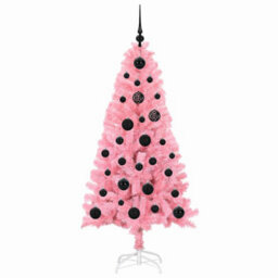 Vidaxl Christmas Tree With 150 Leds With Stand Pink 150 Cm Pvc - thumbnail 4