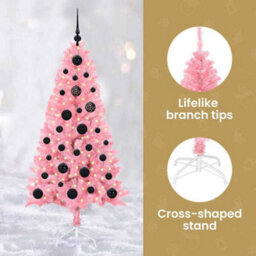 Vidaxl Christmas Tree With 150 Leds With Stand Pink 150 Cm Pvc - thumbnail 8