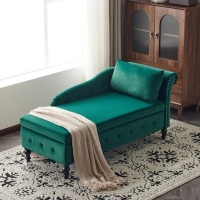 Matteo Modern Velvet Chaise Lounge Sofa With Hidden Storage - Green - image 1