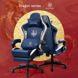 Gtplayer Gaming Chair With Bluetooth Speakers And Footrest, Ergonomic Computer Chair Heavy Duty Lumbar Support Chair, Blue - thumbnail 3