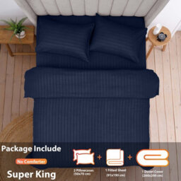 Aspire Homeware Navy Duvet Cover Complete Set, Reversible Modern Bedding Set, Super King (L)220Cm X (W)260Cm - thumbnail 2
