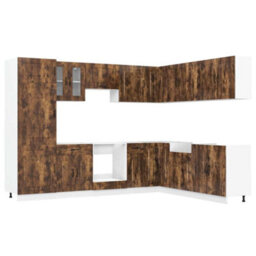 Berkfield 14 Piece Kitchen Cabinet Set Kalmar Smoked Oak Engineered Wood - thumbnail 2