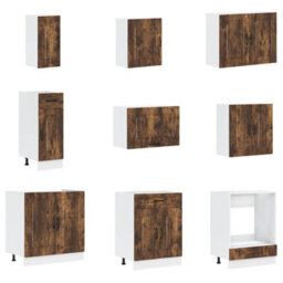 Berkfield 14 Piece Kitchen Cabinet Set Kalmar Smoked Oak Engineered Wood - thumbnail 4