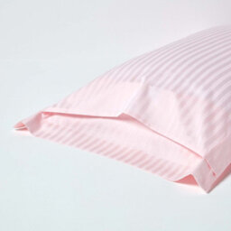 Homescapes Pink Egyptian Cotton Satin Stripe Oxford Pillowcase 330 Tc - thumbnail 3
